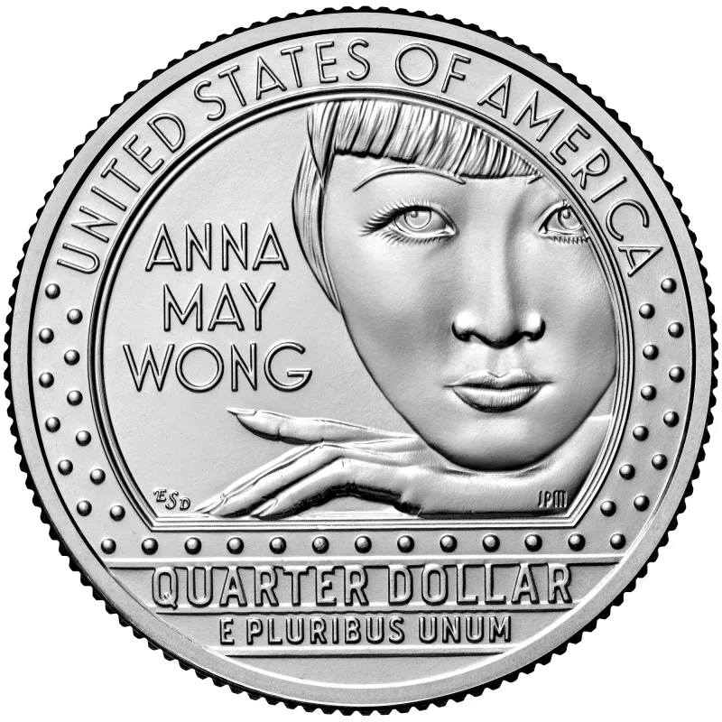 Anna May Wong quarter reverse, United States Mint image