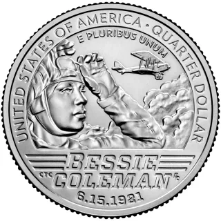 Bessie Coleman quarter reverse, United States Mint image