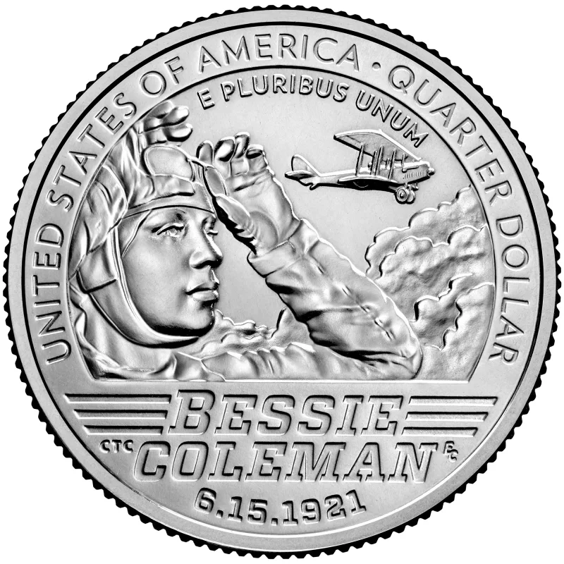 Bessie Coleman quarter reverse, United States Mint image