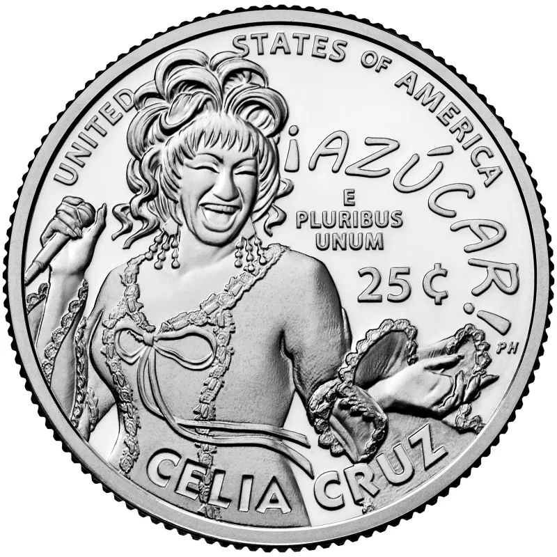 Celia Cruz quarter reverse, United States Mint image