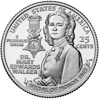 Dr. Mary Edwards Walker quarter reverse, United States Mint image