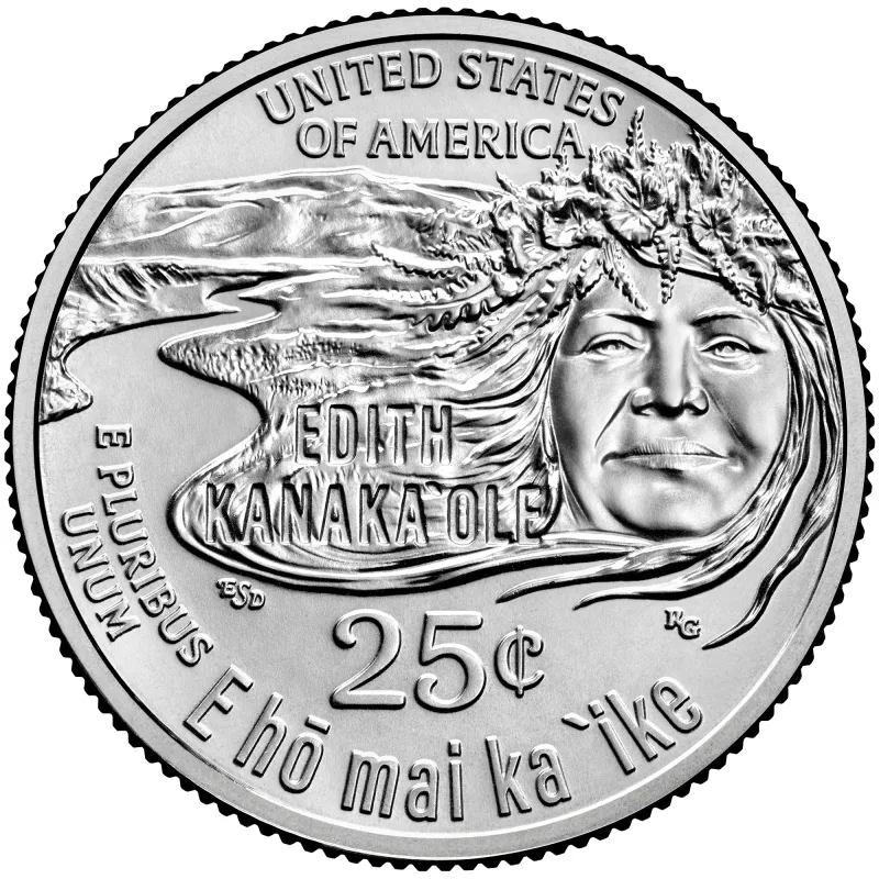 Edith Kanakaʻole quarter reverse, United States Mint image