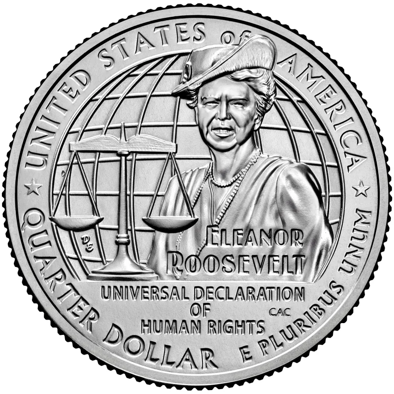 Eleanor Roosevelt quarter reverse, United States Mint image