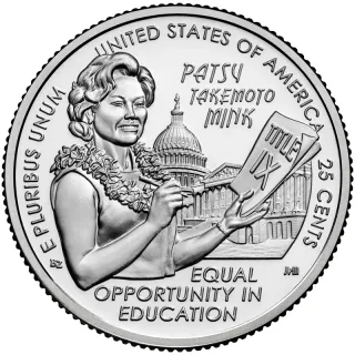 Hon. Patsy Takemoto Mink quarter reverse, United States Mint image