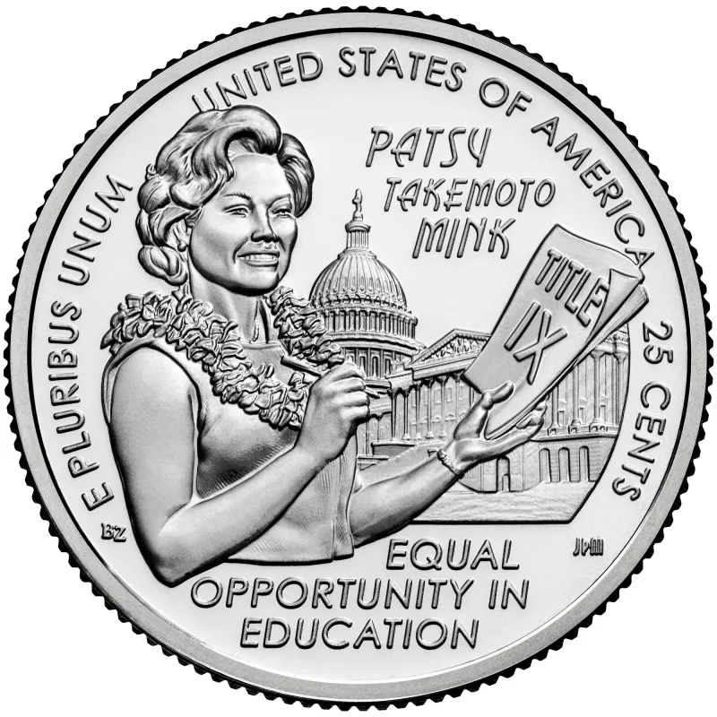Hon. Patsy Takemoto Mink quarter reverse, United States Mint image