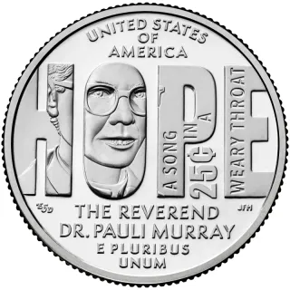 Rev. Dr. Pauli Murray quarter reverse, United States Mint image
