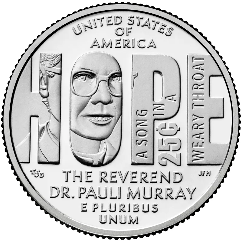 Rev. Dr. Pauli Murray quarter reverse, United States Mint image
