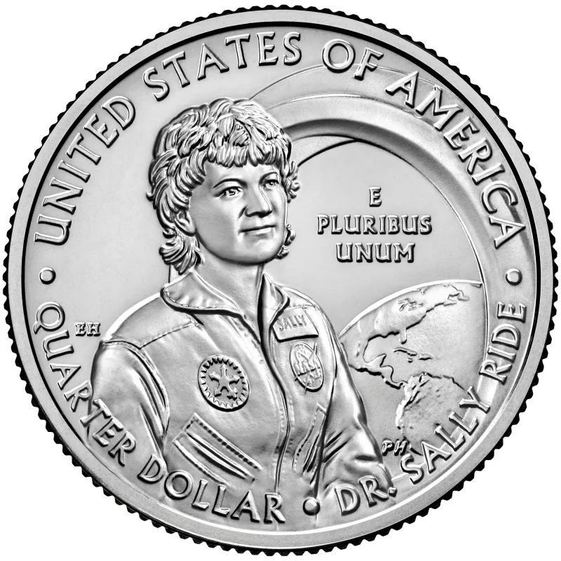 Dr. Sally Ride quarter reverse, United States Mint image
