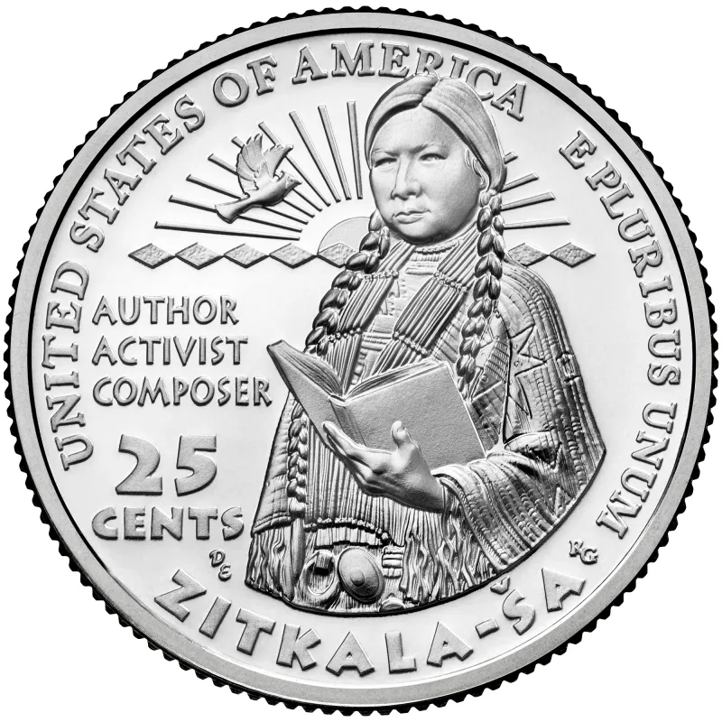 Zitkala-Ša quarter reverse, United States Mint image